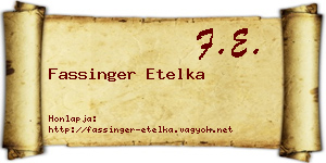 Fassinger Etelka névjegykártya